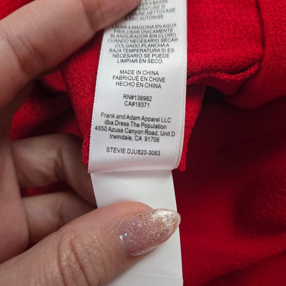 Dress the Population Red Rouge Stevie V Neck Wide Leg Belt Jumpsuit Size Medium - Picture 7 of 15